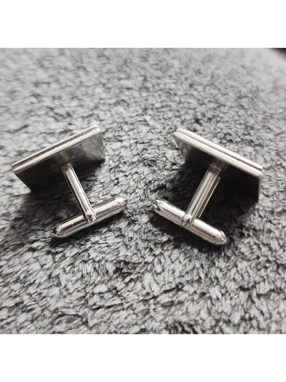 Swank Silvertone Brushed CuffLinks with Etched Starburst & Tie Clip Set- Vintage